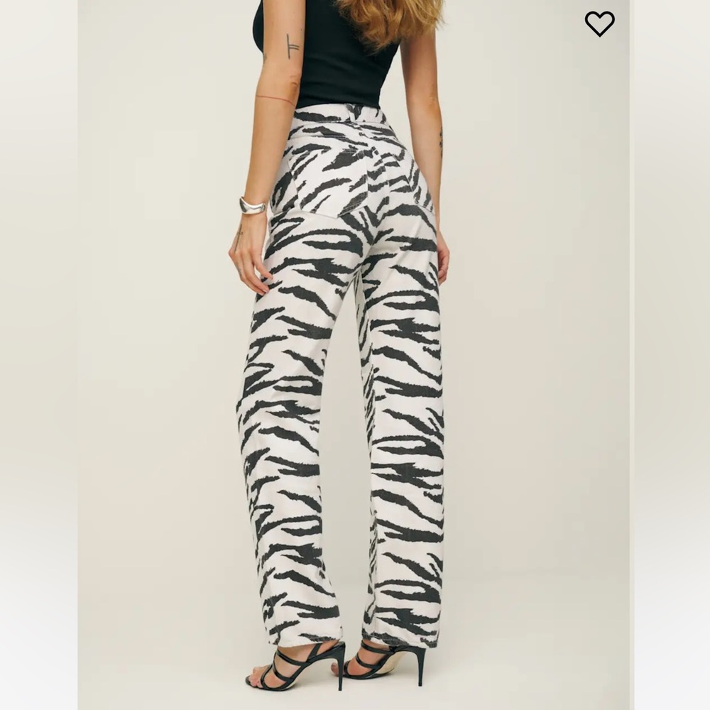 Reformation Cynthia High Rise Straight Long Jeans Zebra - Picture 4 of 10